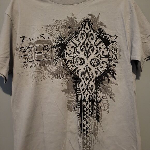 Del Sol Tribal Color Changing Graphic T-Shirt Gray Cotton Tee Men’s Medium - Picture 4 of 9